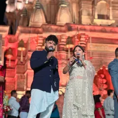 Co-hosting a wedding with a magnificent Mahadev temple replica as the backdrop. The creativity and scale were breathtaking.