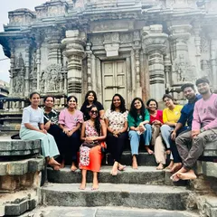 A group of travelers at the Chennakesava Temple. I arrange for knowledgeable local guides to explain the history and significance of these amazing structures.