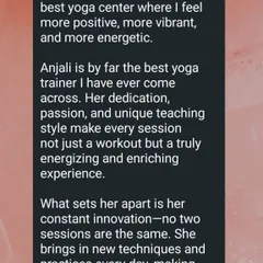 This feedback from a participant highlights the engaging and innovative nature of my sessions. I am dedicated to creating unique experiences that make wellness an enriching journey, not a repetitive workout.