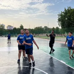 A moment from a practice game where players are reacting to a rebound. Real-game scenarios are the best way to develop game sense, build confidence, and learn to apply skills under pressure.