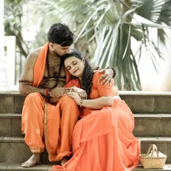 A close, intimate moment from the Ram and Seetha series. This photo focuses on the tender connection and affection between the couple, capturing a quiet moment of love.