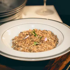 A rich and creamy wild mushroom risotto, garnished with microgreens. This dish was curated as a groom's favourite for an engagement dinner, showcasing our ability to personalise menus with comforting yet elegant food.