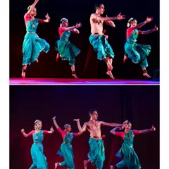 The dynamic movements and formations in our ensemble piece, "Tyagaraja Hrt Sadhana." I choreograph these pieces to highlight both individual skill and the collective power of the group.