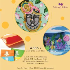 Here's the lineup for Week 2 of our Art Summer Camp. Students will explore traditional Pichwai painting, create a 3D cardboard aquarium, and design their own file folder.