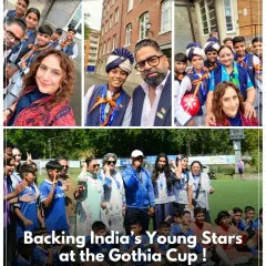 Backing India's young stars at the Gothia Cup. Our leadership, Dr. Amit Bhalla and Ms. Nisha Bhalla, in Sweden supporting the Indian contingent and celebrating their journey from grassroots to a global stage.