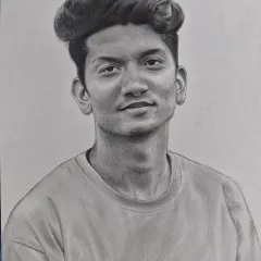 This sketch showcases a modern hairstyle and a subtle expression. My goal is to create a portrait that feels authentic to the person in the photograph.