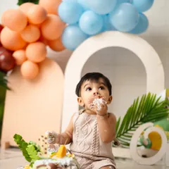 Getting the first taste of birthday cake. I love capturing these spontaneous moments of discovery and joy during a first birthday cake smash.