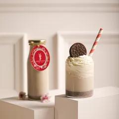 A freshly churned chilled smoothie to beat the heat. This one features the classic combination of cookies and cream.