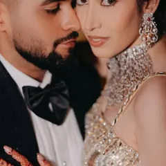An intense and intimate portrait of Shrey and Ragini at their engagement. This shot demonstrates our ability to create a glamorous, magazine-style look while keeping the emotion raw and real.