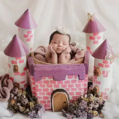 Every baby is a prince or princess ruling their own little kingdom. This fairytale castle setup is perfect for capturing that royal charm.