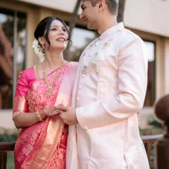 A sweet, candid moment between the couple. My draping ensures they can interact naturally and comfortably.