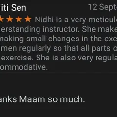 "She makes sure that all parts of the body get exercise." I believe in creating a varied and regular exercise regimen to ensure a holistic workout for the mind and body.