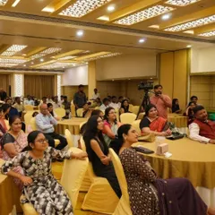 A shot of the audience during one of my corporate mentalism shows. You can see the focus and curiosity on their faces. Keeping a professional audience captivated is a skill I have honed over many events.