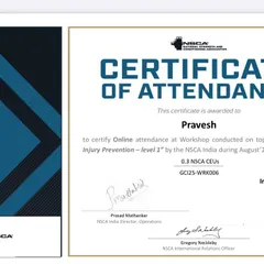 Continuous learning for better coaching and safer athletes. My certificate of attendance for a workshop on "Mobility for Injury Prevention."