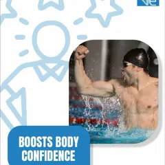 Achieving new milestones in the pool directly translates to a surge in body confidence. This swimmer's triumphant moment captures the feeling of accomplishment that comes with pushing your limits.