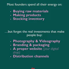 We break down where founders often misdirect their energy, focusing on making products while forgetting the investments like photography and branding that actually drive sales.