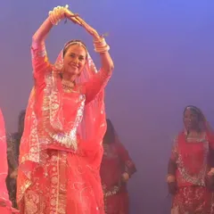 A beautiful moment from a Rajasthani folk dance show. I love performing on stage with my talented students and fellow dancers.