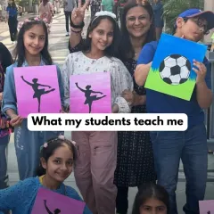I am forever thankful to my tiny teachers who remind me that patience, creativity, and laughter make life magical. Here they are, proudly showing off their ballerina and soccer paintings after a fun outdoor session.