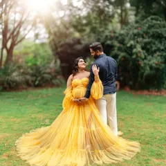 A fairytale moment for this mom-to-be. We found the perfect light for this outdoor maternity session, letting her beautiful yellow gown and the natural surroundings create pure magic.
