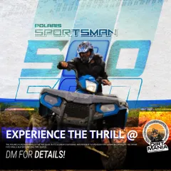 This is the flagship Polaris Sportsman 500. It's a top-tier quad with independent suspension for superior capability on rough terrain. We have five of these powerful single-seaters ready for you.