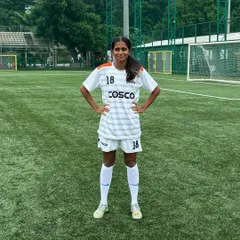 Coach Rochelle in her official Maharashtra team kit. This achievement is a testament to her hard work and the effectiveness of our long-term player development philosophy.