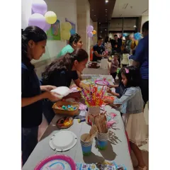 It's all about fun and games. Here's a look at an activity station I arranged for a birthday party, keeping the little guests entertained with crafts and fun supplies.