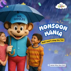 Monsoon Mania! Don't let the rain stop the fun. Our indoor play zone is the perfect place to escape the weather and enjoy a day of clean, cozy, non-stop masti.