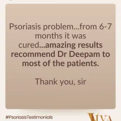 This patient saw "amazing results" for her psoriasis within 6-7 months of treatment. She now recommends me to other patients, which is the highest compliment I can receive.