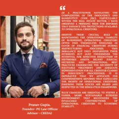 My practice is deeply involved in the nuances of the Insolvency and Bankruptcy Code. I actively advocate for reforms to ensure homebuyers and other operational creditors receive fair treatment during corporate restructuring processes.