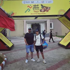Representing our academy at the Khelo India Youth Games is a huge achievement. Here I am with Prapti Ghose, one of only four girls from the entire state of Haryana to qualify for this prestigious national swim meet.