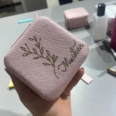 For the launch of Kalki Fashion in Bangalore, I personalized these lovely pink jewelry caskets. The delicate botanical illustration alongside the handwritten name created an elegant and feminine keepsake.