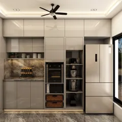 We designed this kitchen with a dedicated appliance garage, keeping the countertops clutter-free while ensuring everything is within easy reach.