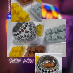 Meet my star-shaped wax melts and mosaic warmer. Just pop a star into the warmer to release a wonderful, long-lasting fragrance that sets a cozy mood in any room.