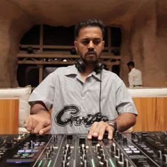A straight-on shot of me at the Pioneer console. I only use professional-grade gear because sound quality is non-negotiable.
