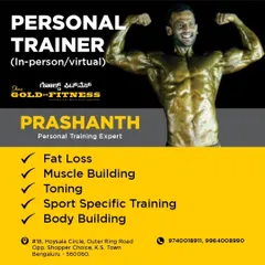 This is Prashanth, our personal training expert with a focus on bodybuilding. He can guide you through fat loss, muscle building, toning, and competitive bodybuilding preparation.