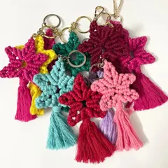 A whole constellation of my star-shaped macrame keychains! These are very popular as return gifts for birthday parties and can be made in any color to match your theme.