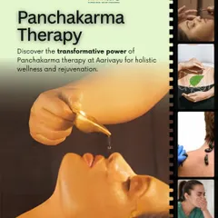 Panchakarma is a comprehensive therapy that addresses the body on multiple levels. This visual gives a glimpse into the different treatments involved, from nasal administration (Nasya) to blood purification (Raktamokshana), all aimed at holistic wellness.