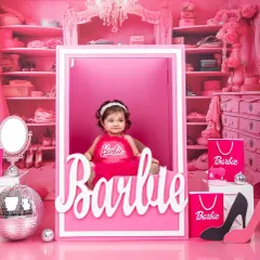 Come on Barbie, let's go party! This all-pink Barbie box setup is a dream come true for your little doll, complete with a disco ball and high heels.