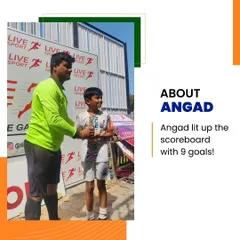 Celebrating our star performer Angad, who lit up the scoreboard with 9 goals to become the Top Scorer and MVP of the tournament.