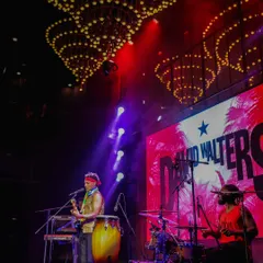 The stage is alive with the soulful Afro-Caribbean rhythms of French artist David Walters during our Fête de la Musique celebration. This shot captures the electrifying atmosphere of our live music concerts, where international artists connect with a packed Delhi audience.