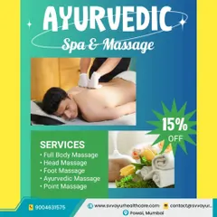 Explore our menu of Ayurvedic spa and massage services designed for complete relaxation and pain relief. We offer full body, head, and foot massages, as well as specialized Ayurvedic point massage, with special discounts available.