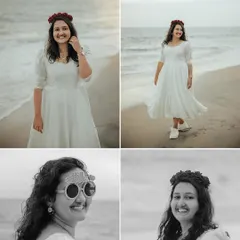 A collage of the bride-to-be and her friends enjoying a beautiful day at the beach for her bridal shower.