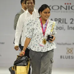 One of our talented team members celebrating a well deserved win at the HBS Nailathon competition. We invest in our people, and their success is a reflection of the high standards we maintain across all our salons.