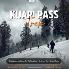The Kuari Pass trek is a 6-day adventure that takes you through snow-covered forests and offers stunning 360-degree views of the Himalayas.