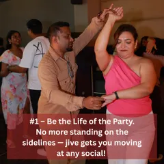 Reason #1 to learn Jive: Be the life of the party! Our classes give you the confidence to get on the dance floor at any social event instead of standing on the sidelines.