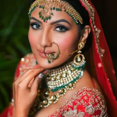 This is the standard of excellence we aim for. A flawless bridal look featuring classic smokey eyes and bold lips, showcasing the professional quality and attention to detail our students learn to master for high-end bridal clients.