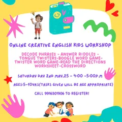 Learning English is an adventure in my Online Creative English Workshop. We use fun games, riddles, and tongue twisters to build vocabulary and confidence, making kids excited to participate.