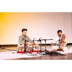 A photo from my tabla solo recital at the esteemed Triveni Kala Sangam in Delhi. Performing a solo is a chance to explore the depths of the tabla and share its stories with the audience.