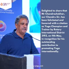 Sharing a few words upon receiving the citation from Rotary International. This award inspires me to continue sharing the gift of yoga.