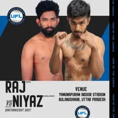 The main event announcement for my international fight against a competitor from Bangladesh. I always predict a first round finish.